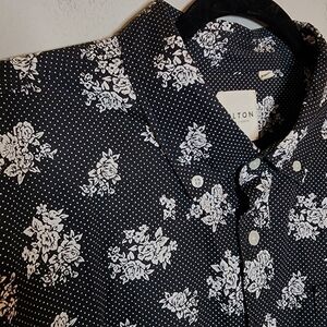 Holton Black Floral Dotted Long Sleeve Button  Down Shirt Men's Size XXL